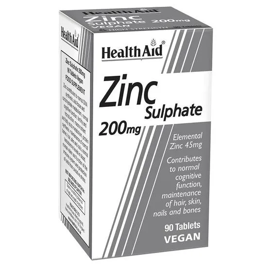 Health Aid Zinc Sulphate 200mg Tablets 90 Tablets