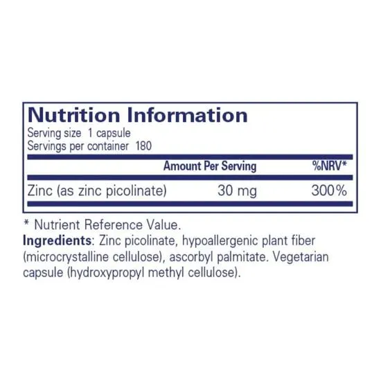 Pure Encapsulations Zinc 30 Capsules 60 Capsules