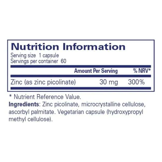 Pure Encapsulations Zinc 30 Capsules 60 Capsules