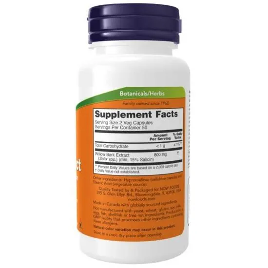 NOW Foods Willow Bark Extract 400mg Capsules 100 Capsules