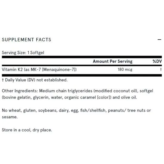 Jarrow Formulas Vitamin K2 MK7 180mcg Softgels 30 Softgels