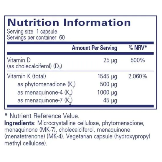 Pure Encapsulations Vitamin K With D3 Capsules 60 Capsules
