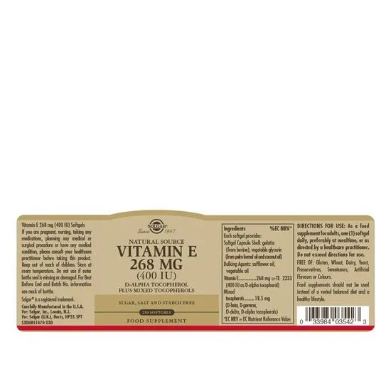 Solgar Vitamin E 134mg 200iu Mixed Softgels 50 Softgels