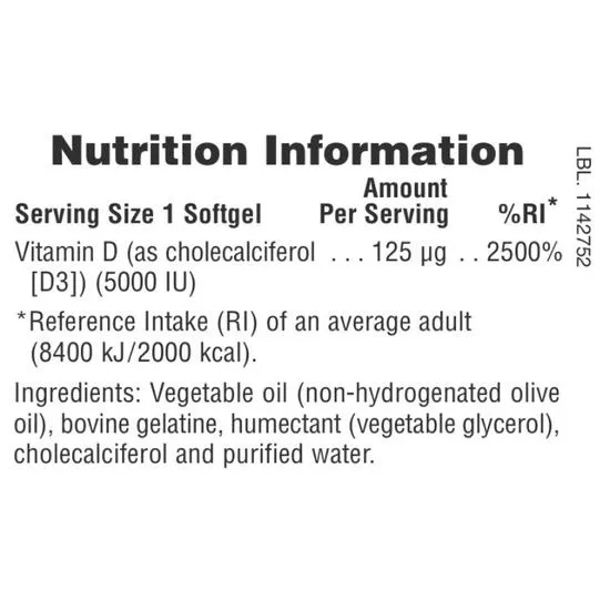 Nature's Plus Vitamin D3 5000iu Softgels 60 Softgels