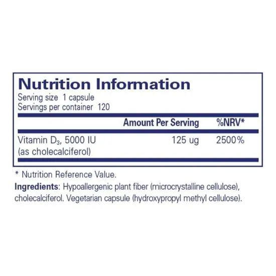 Pure Encapsulations Vitamin D3 5000iu Capsules 60 Capsules