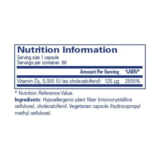 Pure Encapsulations Vitamin D3 5000iu Capsules 60 Capsules