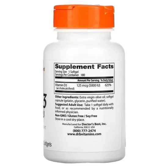 Doctor's Best Vitamin D3 5000iu 180 Softgels