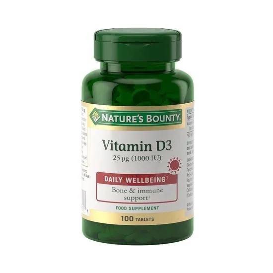 Nature's Bounty Vitamin D3 25 Ug (1000 IU) Tablets 100 Tablets