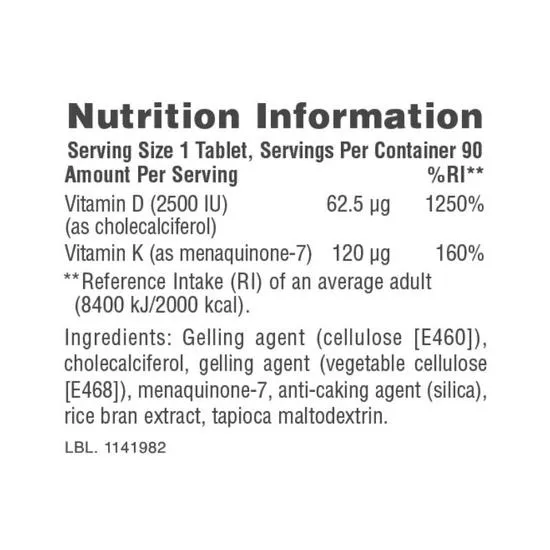 Nature's Plus Vitamin D3 2500iu With K2 120mcg Vegicaps 90 Vegicaps