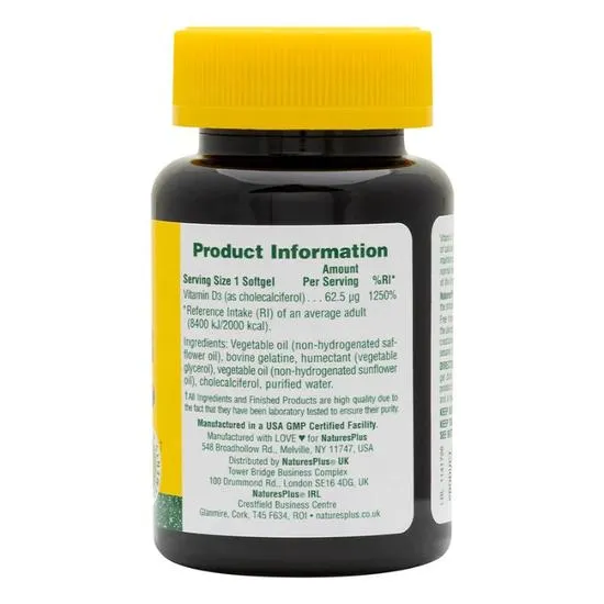 Nature's Plus Vitamin D3 2500iu 90 Softgels