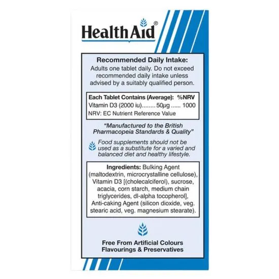 Health Aid Vitamin D3 2000iu Tablets 120 Tablets