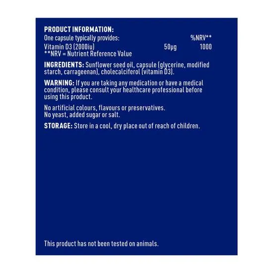 Higher Nature Vitamin D3 2000iu Vegicaps 60 Vegicaps