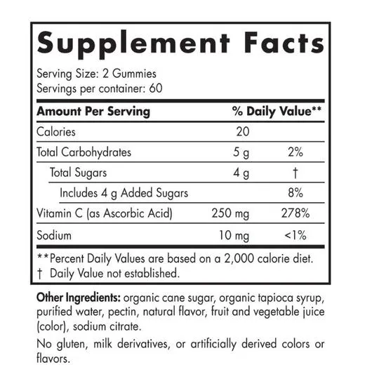 Nordic Naturals Vitamin C 250mg Tangerine Gummies 120 Gummies