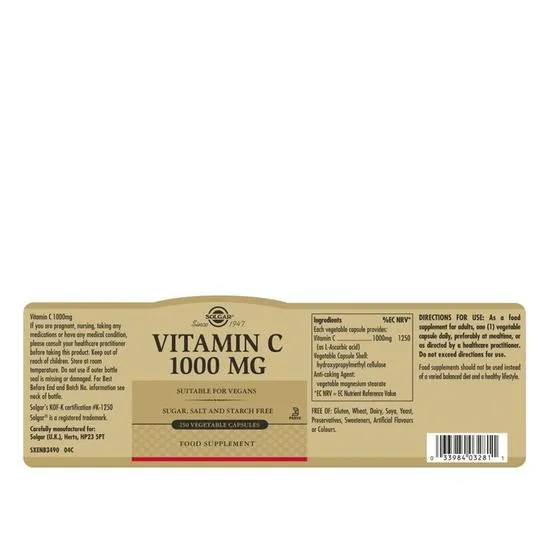 Solgar Vitamin C 1000mg Vegicaps 100 Vegicaps