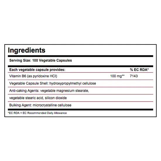 Solgar Vitamin B6 100mg Vegicaps 100 Vegicaps