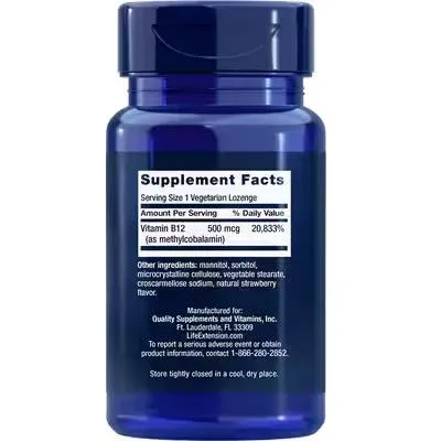 Life Extension Vitamin B12 500mcg Lozenges 100 Lozenges