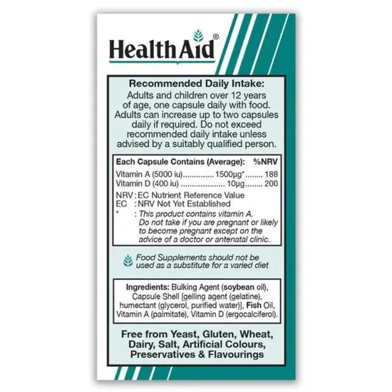 Health Aid Vitamin A & D Complex Capsules 60 Capsules
