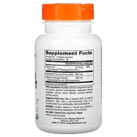 Doctor's Best Vein Support With DiosVein & MenaQ7 60 Veggie Capsules