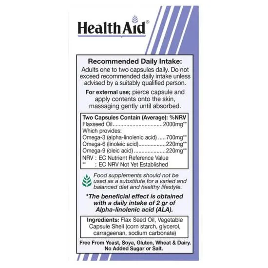 Health Aid Vegan Omega 3-6-9 Capsules 60 Capsules