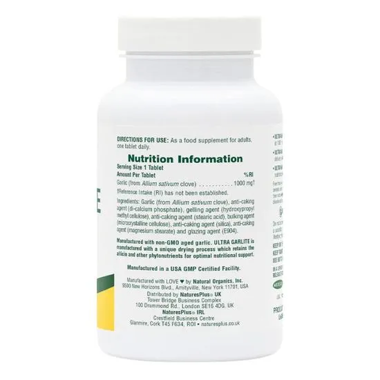 Nature's Plus Ultra Garlite 1000mg Sustained Release Tablets 90 Tablets