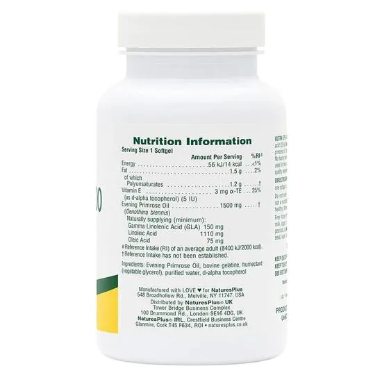 Nature's Plus Ultra Evening Primrose Oil 1,500mg 60 Softgels