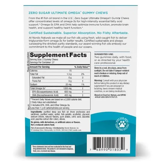 Nordic Naturals Ultimate Omega Tropical Fruit Gummies 54 Gummies