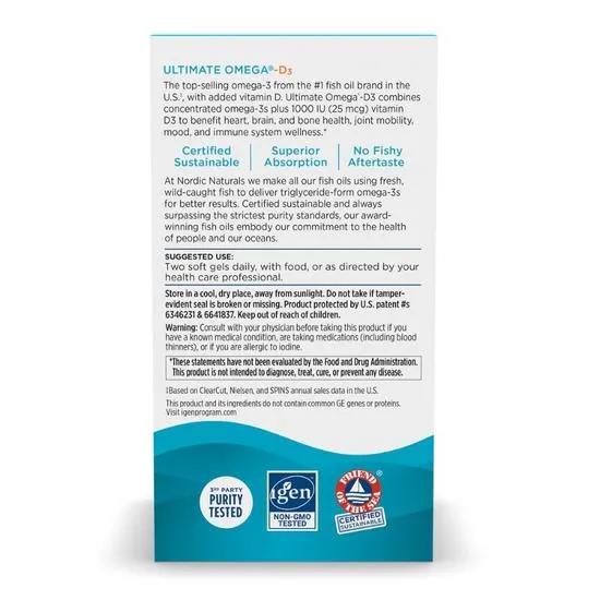 Nordic Naturals Ultimate Omega-D3 1280mg Lemon Softgels 60 Softgels