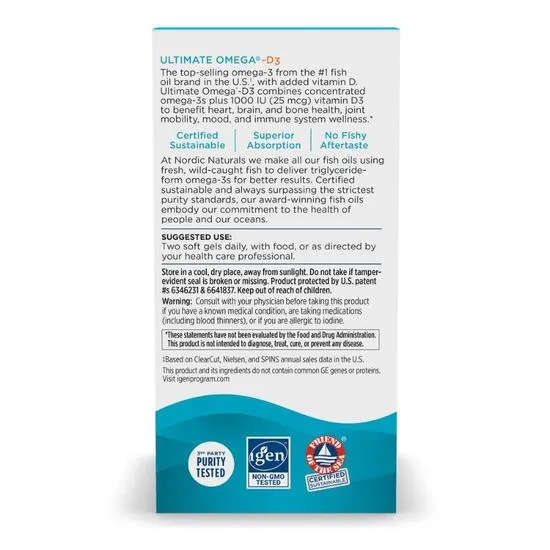 Nordic Naturals Ultimate Omega-D3 1280mg Lemon Softgels 60 Softgels