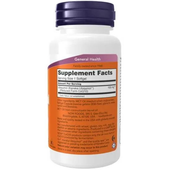 NOW Foods Ubiquinol 100mg Softgels 60 Softgels