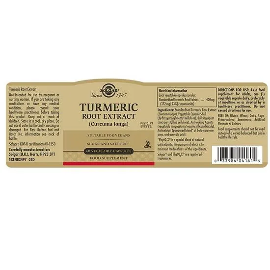Solgar Turmeric Root Extract Vegicaps 60 Vegicaps