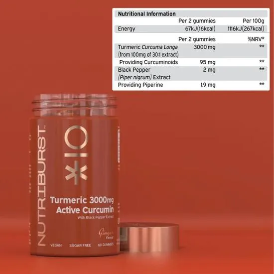 Nutriburst Turmeric Curcumin 3000mg Gummies 60 Gummies