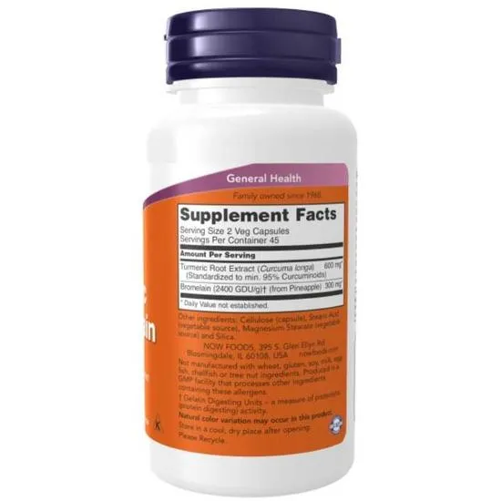 NOW Foods Turmeric & Bromelain Capsules 90 Capsules