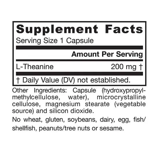 Jarrow Formulas Theanine 200mg Vegicaps 60 Vegicaps