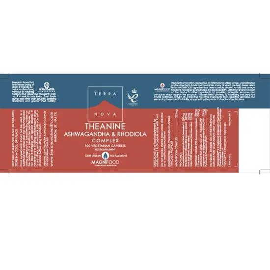Terranova Theanine, Ashwagandha & Rhodiola Complex 50 Capsules