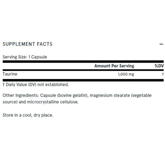 Jarrow Formulas Taurine 1000mg Capsules 100 Capsules