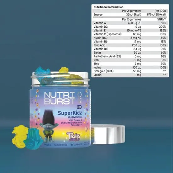 Nutriburst Superkidz Multivitamin With Omega-3 Gummies 60 Gummies