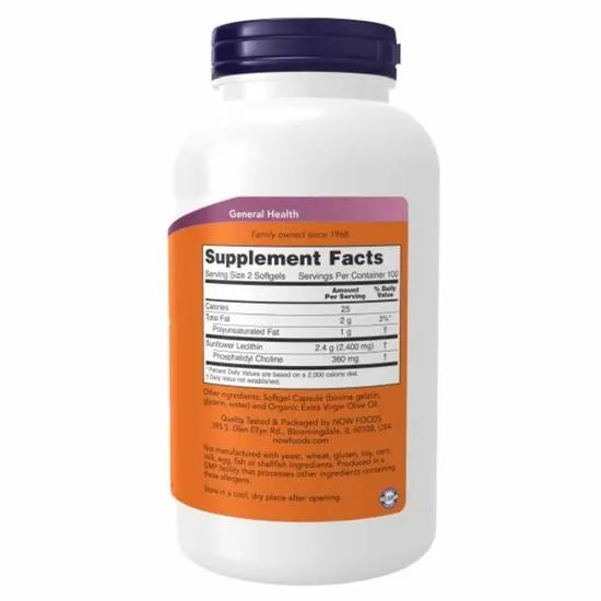 NOW Foods Sunflower Lecithin 1200mg Softgels 100 Softgels