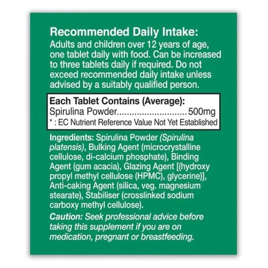Health Aid Spirulina 500mg Tablets 60 Tablets