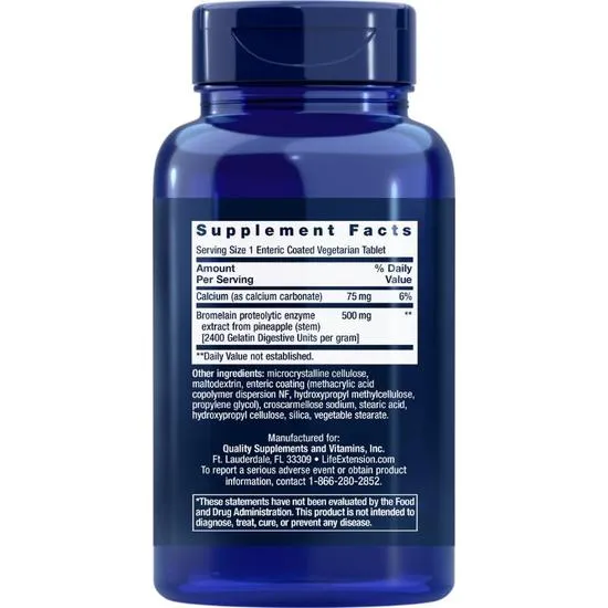 Life Extension Specially-Coated Bromelain 500mg Tablets 60 Tablets