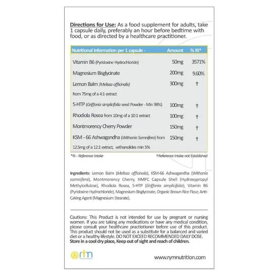 RYM Nutrition Sleep Rest & Restore Capsules 30 Capsules