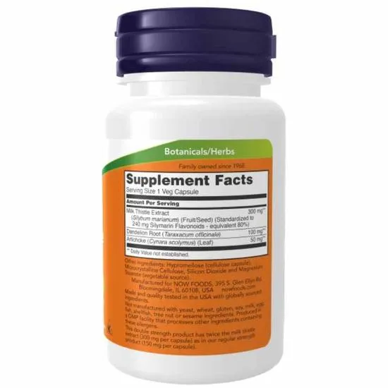 NOW Foods Silymarin With Artichoke & Dandelion 300mg Capsules 50 Capsules