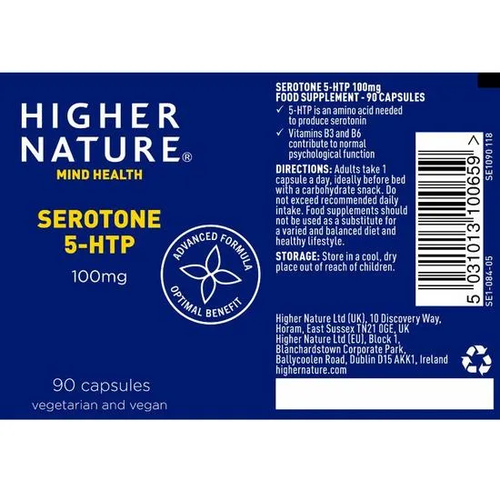 Higher Nature Serotone 5-HTP 100mg Vegetable Capsules 30 Capsules