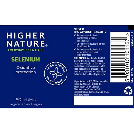 Higher Nature Selenium 200ug Vegan Tablets 60 Tablets
