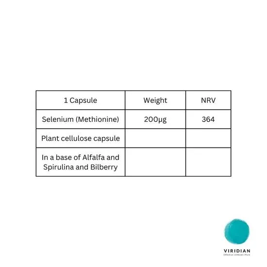 Viridian Selenium 200ug Veg Capsules 30 Capsules