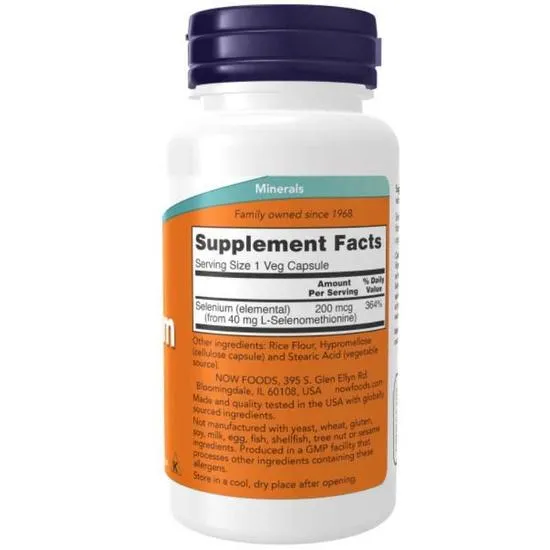 NOW Foods Selenium 200mcg Capsules 90 Capsules