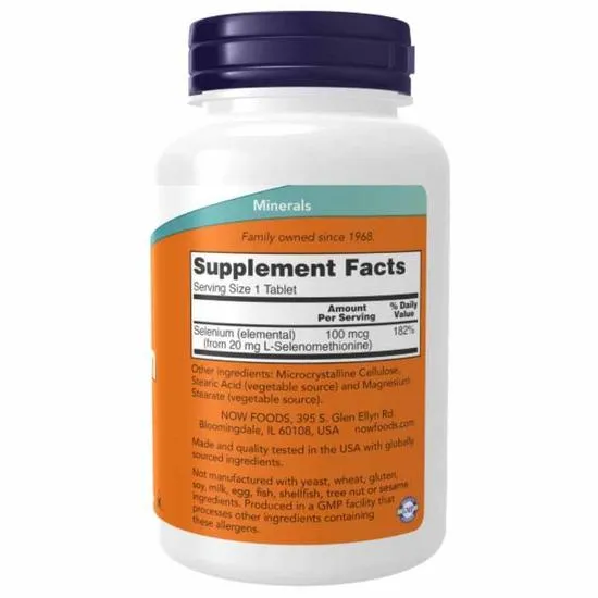 NOW Foods Selenium 100mcg Tablets 100 Tablets