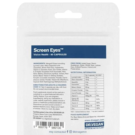 Dr Vegan Screen Eyes Vision Health Capsules 60 Capsules