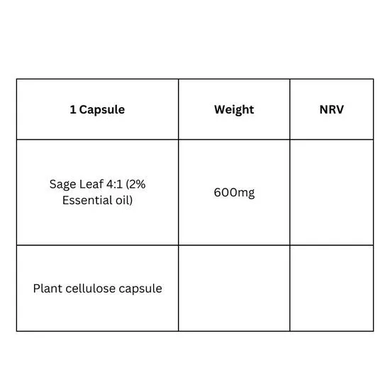 Viridian Sage Leaf Extract 600mg Veg Capsules 30 Capsules