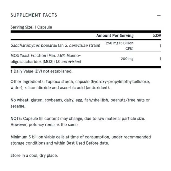 Jarrow Formulas Saccharomyces Boulardii + MOS Vegicaps 90 Vegicaps