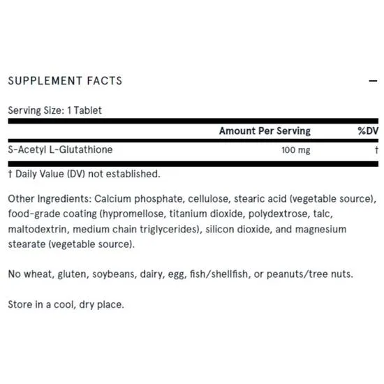 Jarrow Formulas S-Acetyl L-Glutathione 100mg Tablets 60 Tablets